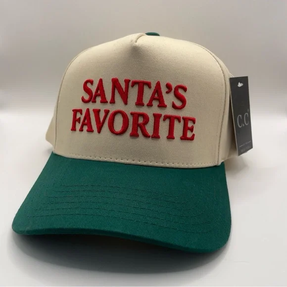 C.C Santa’s Favorite Trucker Hat • Cream/Green Christmas Classic! 🎄 - Picture 2 of 6